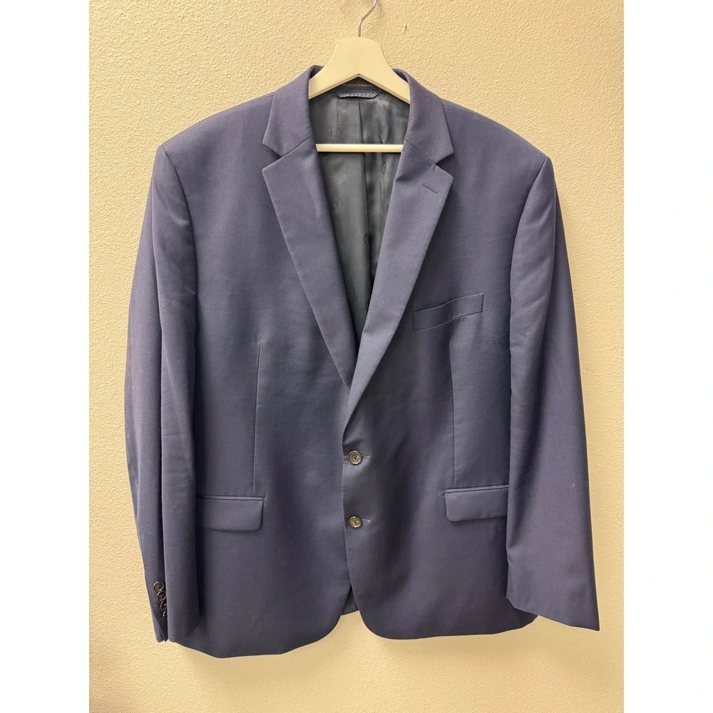 Lauren Ralph Lauren Mens Navy Blue Wool Blend Two‎ Button Blazer Jacket